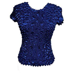 Vintage Royal Blue Shiny Popcorn Crop Top One Size Clubwear